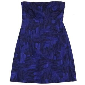 Theory Black & Blue Print Strapless Short Dress 12